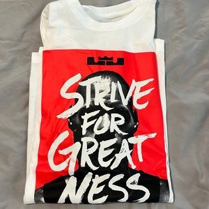 Nike Strive for Great Ness T-Shirt in White with Red Size mens M